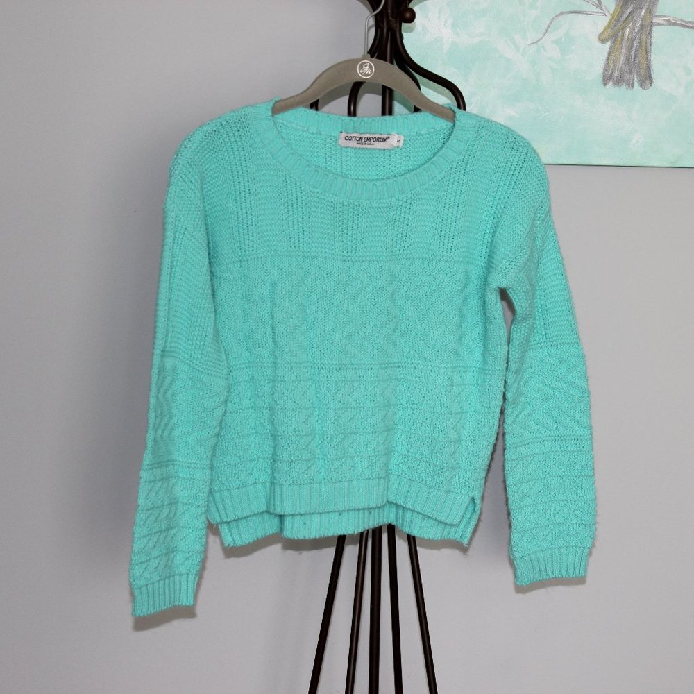 Teal Crop Sweater-Women Size Small